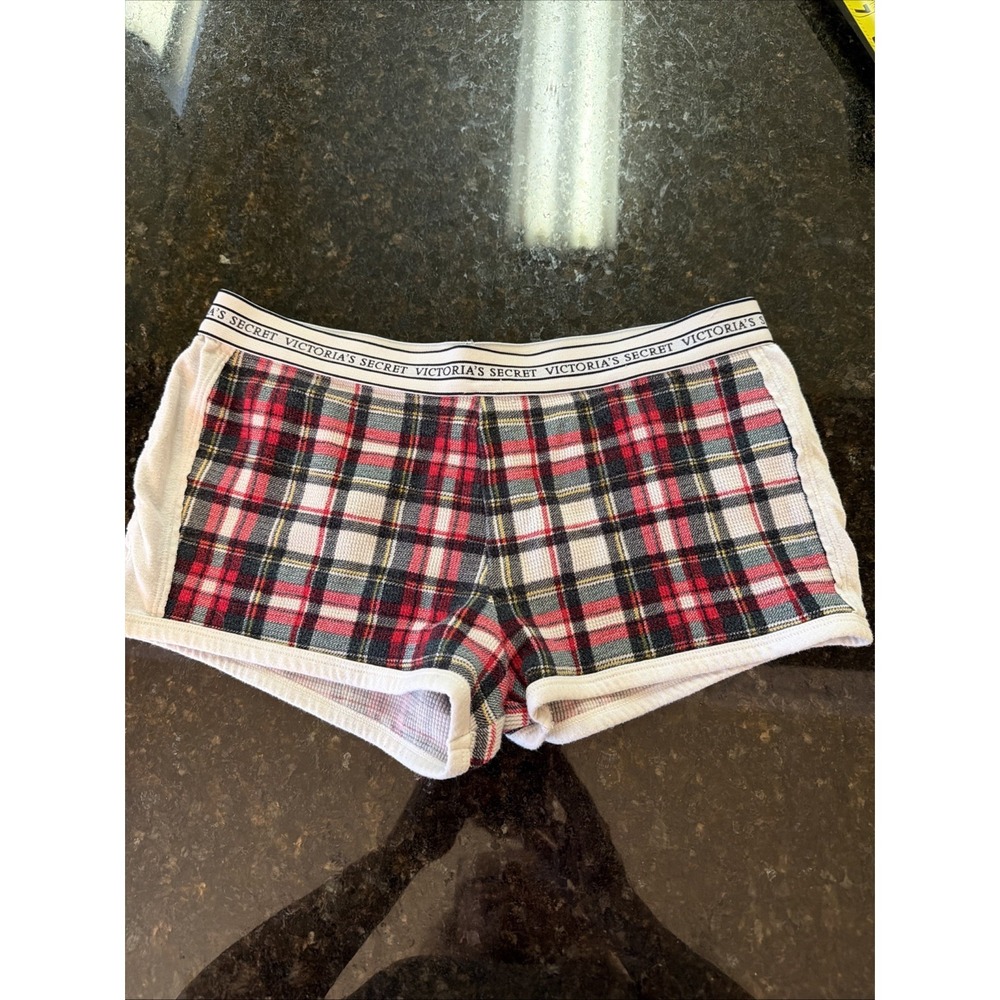 Victoria's Secret Sz XS Women's Boxer Shorts Plaid Pajama Shorts Shortie Sexy